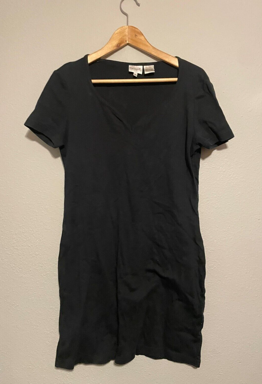 Vintage Womens Dress Size Medium Black Short Sleeve Neutral Career 90s Y2K